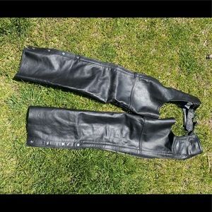 Black Leather Motorcycle Chaps